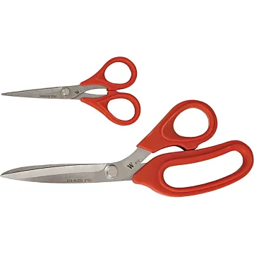 Apex Tool Group Crescent Wiss WHCS2 Scissor Set, Stainless Steel Blade, Soft Touch Handle, Black/Red Handle