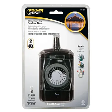 PowerZone 15A 125V 1875W 2-Outlet Electromechanical Timer