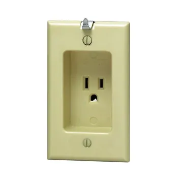 Leviton 15 Amp, 1-Gang Recessed Single Outlet/Receptacle with Wall Decor Hanger Hook (Ivory)