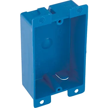 Gardner Bender One-Gang Old Work Outlet Box, Volume 8 Cubic Inches, Length 3-5/8 Inches, Width 2-3/8 Inches, Depth 1-1/4 Inches, Color Blue, Material PVC, Mounting Means Mounting Ears