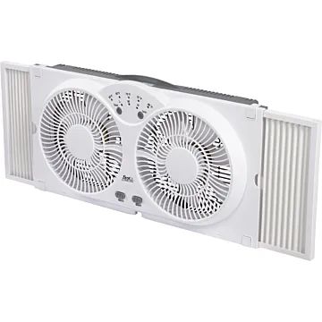 Denali Aire 3-Speed Reversible Twin Window Fan (White) w/ Thermostat & Remote Control