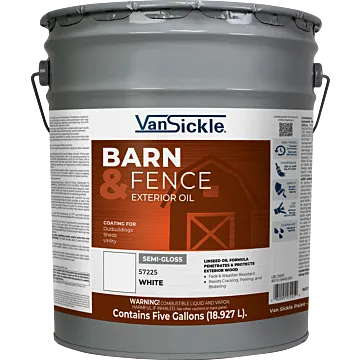 Van Sickle Barn & Fence Exterior Oil Semi-Gloss White 5 Gallon