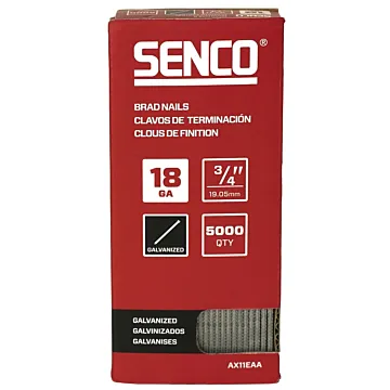 Senco AX11EAA Nail, 3/4 in L, 18, Steel, Electro-Galvanized, Brad, Medium Head, Smooth Shank