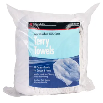 Buffalo Industries Cotton Terry Towels (White - 24pk)