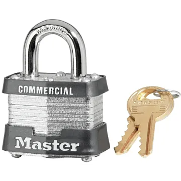 Master Lock 3KA 0356 Padlock, 1-9/16 in W Body, Key No: 356, Keyed Alike Key, Open Shackle, 9/32 in Dia Shackle