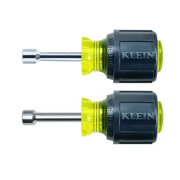 Klein Tools Nut Driver Set, Magnetic Stubby Nut Drivers, 1-1/2-Inch Shaft, 2-Piece