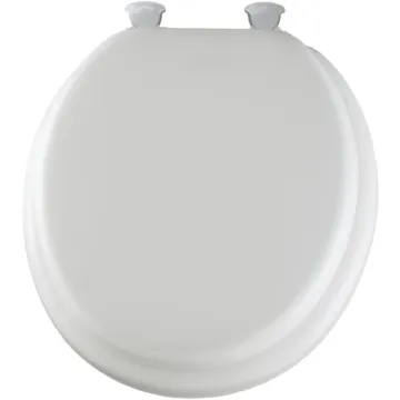 Mayfair 15EC-000 Toilet Seat, Round, Foam/Vinyl/Wood, White, Twist Hinge