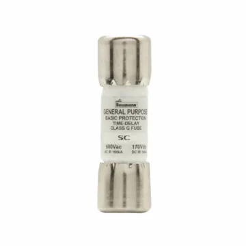 Bussmann Eaton Bussmann series SC fuse, Current-limiting fast acting fuse, Rejection style, 6 A, Class G, Non-indicating, Ferrule end x ferrule end, 100 kAIC at 600 Vac,10 kAIC at 170 Vdc, Standard, 600 V, 170 Vdc