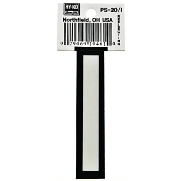HY-KO Hy-Ko PS-20/I Reflective Letter, Character: I, 3-1/4 in H Character, Black/White Character, Vinyl