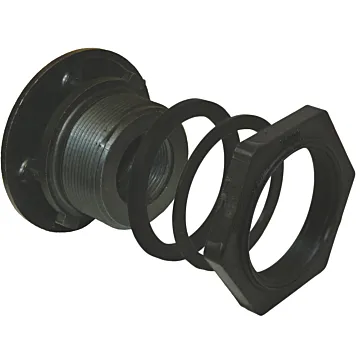 Norwesco 1-1/4" Anti-Vortex Double Threaded Polypropylene Bulkhead Tank Fitting