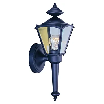 Boston Harbor 4003H-53L Outdoor Wall Lantern, 120 V, 60 W, A19 or CFL Lamp, Steel Fixture, Black, Black Fixture