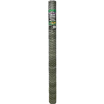 Jackson Wire 12 01 20 16 Poultry Hex Netting, 25 ft L, 48 in W, 20 Gauge, Hexagonal Mesh, 1 in Mesh, Galvanized