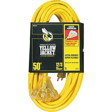 Yellow Jacket CCI 2827 Power Block, 8-5/8 in L, 3 -Outlet, 15 A, 125 V, Yellow Sheath