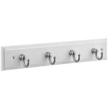 National Hardware Keytidy B8175 Series 813071 Key Rack, 4-Key Hook, Wood, White, Satin Nickel, 8-3/4 in L, 4 in W