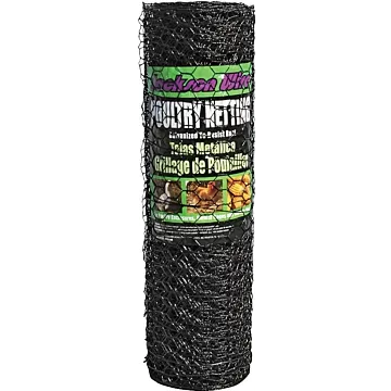 Jackson Wire 12012329 Poultry Netting, 50 ft L, 24 in W, 20 ga Gauge, Hexagonal Mesh, 1 in Mesh, Vinyl-Coated