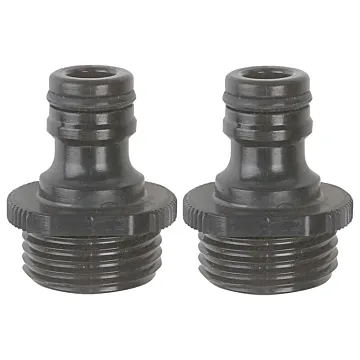 Gilmour 829084-1002 Hose End Adapter, 3/4 in, Male x Female, Polymer, Black