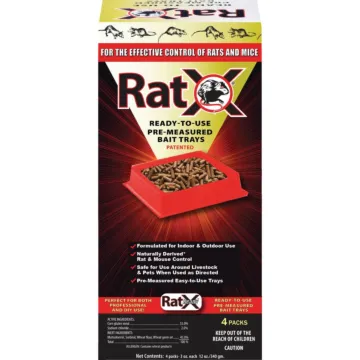 RatX Disposable Rat & Mouse Pre-Measured Bait Tray (4-Pack)