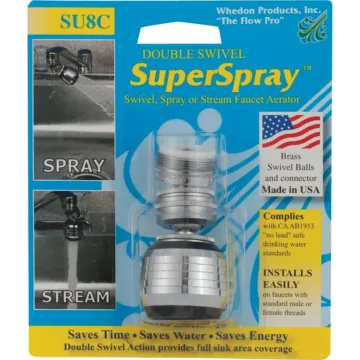 Whedon SU8C Faucet Aerator, 15/16-27 x 55/64-27 Male x Female Thread, Brass, Chrome Plated