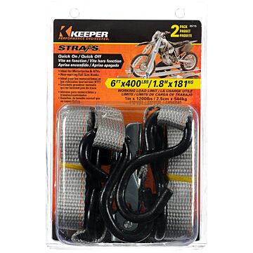 Keeper 05715 Tie-Down, Cam Buckle, 1 in W, 6 ft L, Polyester, Gray, 400 lb