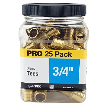 Apollo APXT3425JR Pipe Tee, 3/4 in, Barb, Brass, 200 psi Pressure