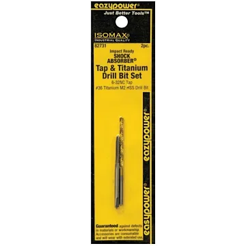 Eazypower 82731 Tap and Drill Set, 6-32 Thread, Titanium
