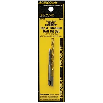 Eazypower 82734 Tap and Drill Set, 10-32 Thread, Titanium