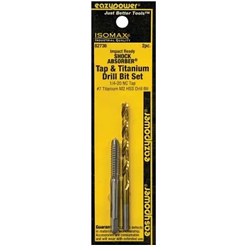 Eazypower 82736 Tap and Drill Set, 1/4-20 Thread, Titanium