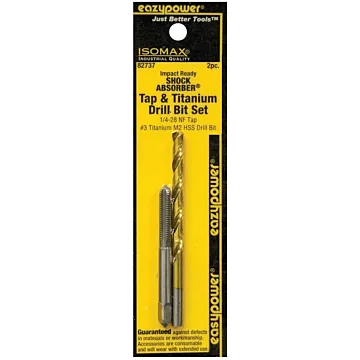 Eazypower 82737 Tap and Drill Set, 1/4-28 Thread, Titanium