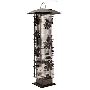 Perky-Pet Squirrel-Be-Gone Tube Bird Feeder (Bronze/Metal Leaf Design) 2 lb