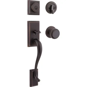Kwikset SmartKey Venetian Bronze Hawthorne Entry Door Handleset with Juno Knob