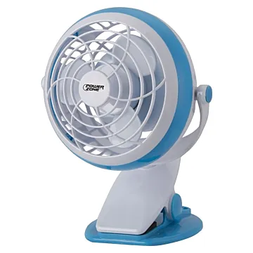 PowerZone QT-U409-D Desk and Clip-On Fan, 5 VDC, 4 in Dia Blade, 3-Blade, 1-Speed, 48 in L Cord