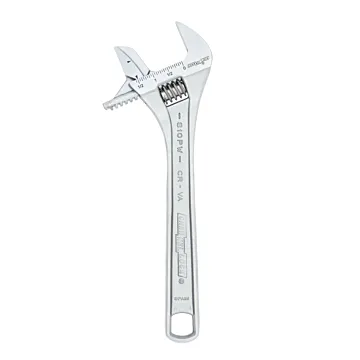 Channellock 10" Adj Wrench, Reversible Jaw, Wide, Chrome