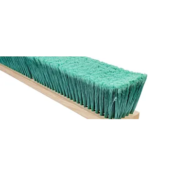 Magnolia Brush 18 in Push Broom, Green Flagged Tip Pet Plastic 3 in Bristles for Threaded Handle
