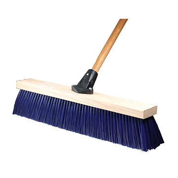 Magnolia Brush 24 in Push Broom, Heavy Gauge Blue Plastic 3 in Bristles with Flex Handle