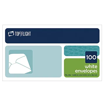 TOP FLIGHT Top Flight 6900312 Envelope, White, 3-5/8 in W