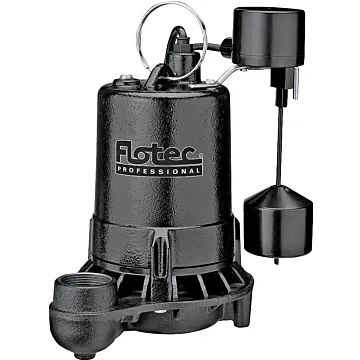 Flotec Professional Series E75VLT Sump Pump, 1-Phase, 7 A, 115 V, 0.75 hp, 1-1/2 in Outlet, 25 ft Max Head, 1800 gph