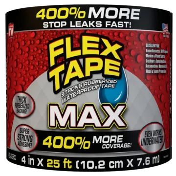 Flex Seal Flex Tape TFSMAXBLK04 Tape, 25 ft L, 4 in W, Rubber Backing, Black