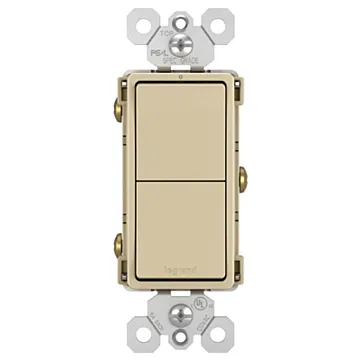 Pass & Seymour Legrand radiant RCD11ICC6 Decorator Switch, 15 A, 120/125 VAC, Back Wire, Side Wire Terminal, Ivory