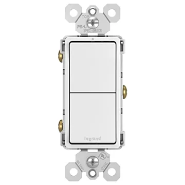 Pass & Seymour Legrand radiant RCD11WCC6 Decorator Switch, 15 A, 120/125 VAC, Back Wire, Side Wire Terminal, White