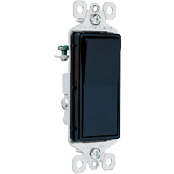 Pass & Seymour Legrand radiant TM873BKCC10 Rocker Switch, 15 A, 120/277 VAC, Push Wire, Side Wire Terminal, Black