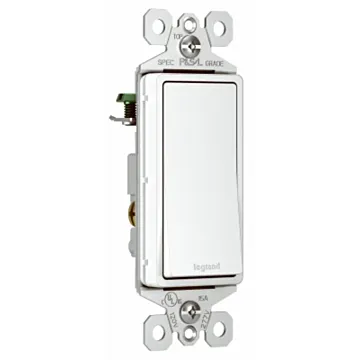 Pass & Seymour Legrand radiant Series TM873WCC10 Paddle Switch, 15 A, 120/277 VAC, Push Wire, Side Wire Terminal, White, 3-Pole