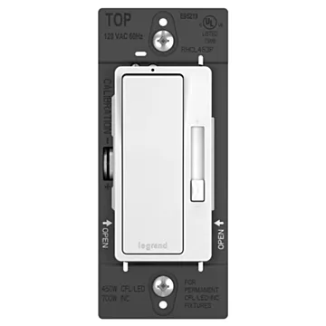 Pass & Seymour Legrand RHCL453PTCCCV6 Dimmer, 5.5 A, 120 VAC, 450, 703 W, CFL, Incandescent, LED Lamp