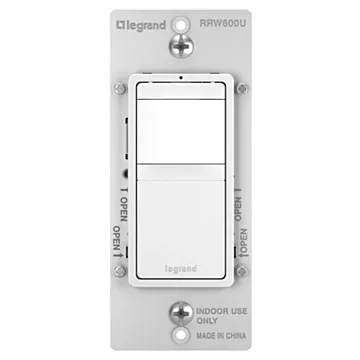 Pass & Seymour Legrand RRW600UTCCCV4 Motion Occupancy Sensor Switch, 1 -Pole, 15 A, 180 deg View, 600 sq-ft Coverage Area