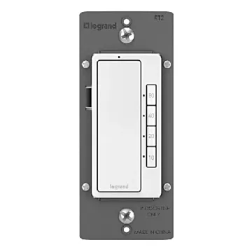 Pass & Seymour Legrand radiant RT2W Digital Timer, 15 A, 120 V, 600 W, 10, 20, 40, 60 min Time Setting, White