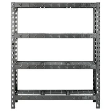 Gladiator GARS604TEG Rack Shelf, 7200 lb, 4-Shelf, 60 in OAW, 18 in OAD, 72 in OAH, Hammered Granite