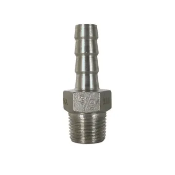 Stainless Steel Straight Hose Adapter MPT x Barb