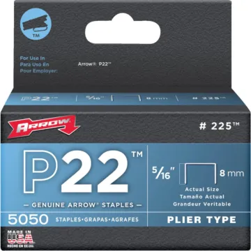 Arrow Fastener Arrow P22 Plier Type Staple, 5/16 In. (5050-Pack)