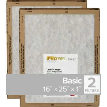 Filtrete 16 In. x 25 In. x 1 In. Basic MPR Flat Panel Furnace Filter, MERV 2 (2-Pack)