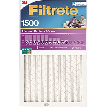 3M Filtrete™ Allergens, Bacteria & Viruses Air Filter 1500 MPR 2004-4, 14 in x 25 in x 1 in (35.5 cm x 63.5 cm x 2.5 cm)