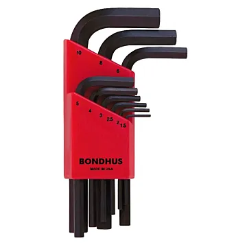Bondhus Metric 9 Pieces 1.5-10 mm Short Length Hex End L-Wrench Set